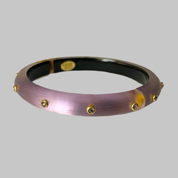 Alexis Bittar Lucite Crystal Hinged 
Bangle Bracelet Purple - Picture 7 of 7